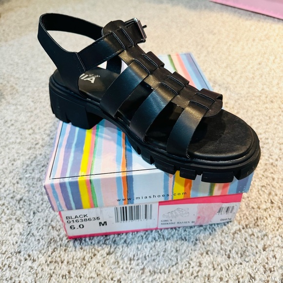Mia Shoes Shoes - Mia Havien Girls Lugged Sole Strappy Slingback Sandals Size 6